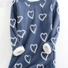 Clothing Azzlee Sweatshirt & Hoodies | Heart/Cordate Print Casual Regular Fit Thermal Underwear Blue