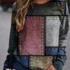 Clothing Azzlee Sweatshirt & Hoodies | Casual Tops Round Neck Long Sleeve Color Block Printed Sweatshirts Pink