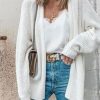 Clothing Azzlee Sweater & Cardigans | Casual Lapel Solid Long Sleeve Sweater White