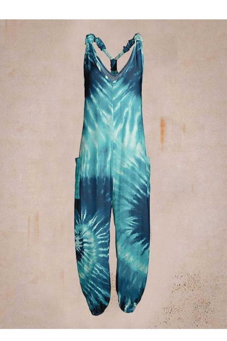 Clothing Azzlee | Casual Summer Printed Sleeveless Jumpsuit Blue