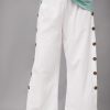 Clothing Azzlee Pants | Plain Buttons Casual Straight Leg Pants White