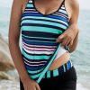 Clothing Azzlee Tankini | Color Block Stripe Tankini Set Rainbow