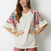 Clothing Azzlee Blouse & Shirts | Floral Print Tassel Round Neck Half Sleeve Blouse White