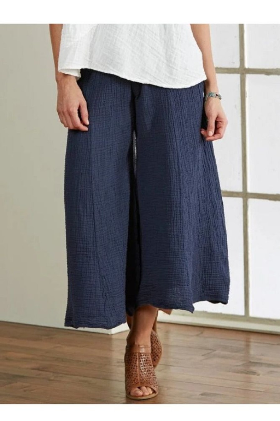 Clothing Azzlee Pants | Casual Solid Plain Loose Pants Blue