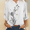 Clothing Azzlee Sweatshirt & Hoodies | Casual V Neck Printed Long Sleeve Blouse White