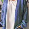 Clothing Azzlee Sweatshirt & Hoodies | Casual Women Long Sleeve Cardigans Blue