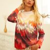 Clothing Azzlee Sweatshirt & Hoodies | Landscape Print Casual Daily Round Neck Long Sleeve Sweatshirt Pink