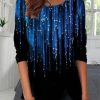 Clothing Azzlee Sweatshirt & Hoodies | Casual Round Neck Ombre Long Sleeve Blouse Blue