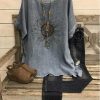 Clothing Azzlee T-Shirts | Casual Round Neck Sun Flower Printed T-Shirt Gray