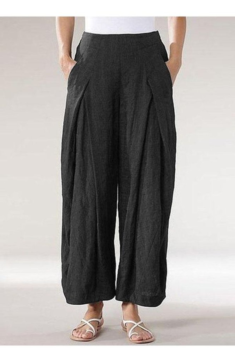 Clothing Azzlee Pants | Vintage Solid With Pockets Casual Wide Leg Pants