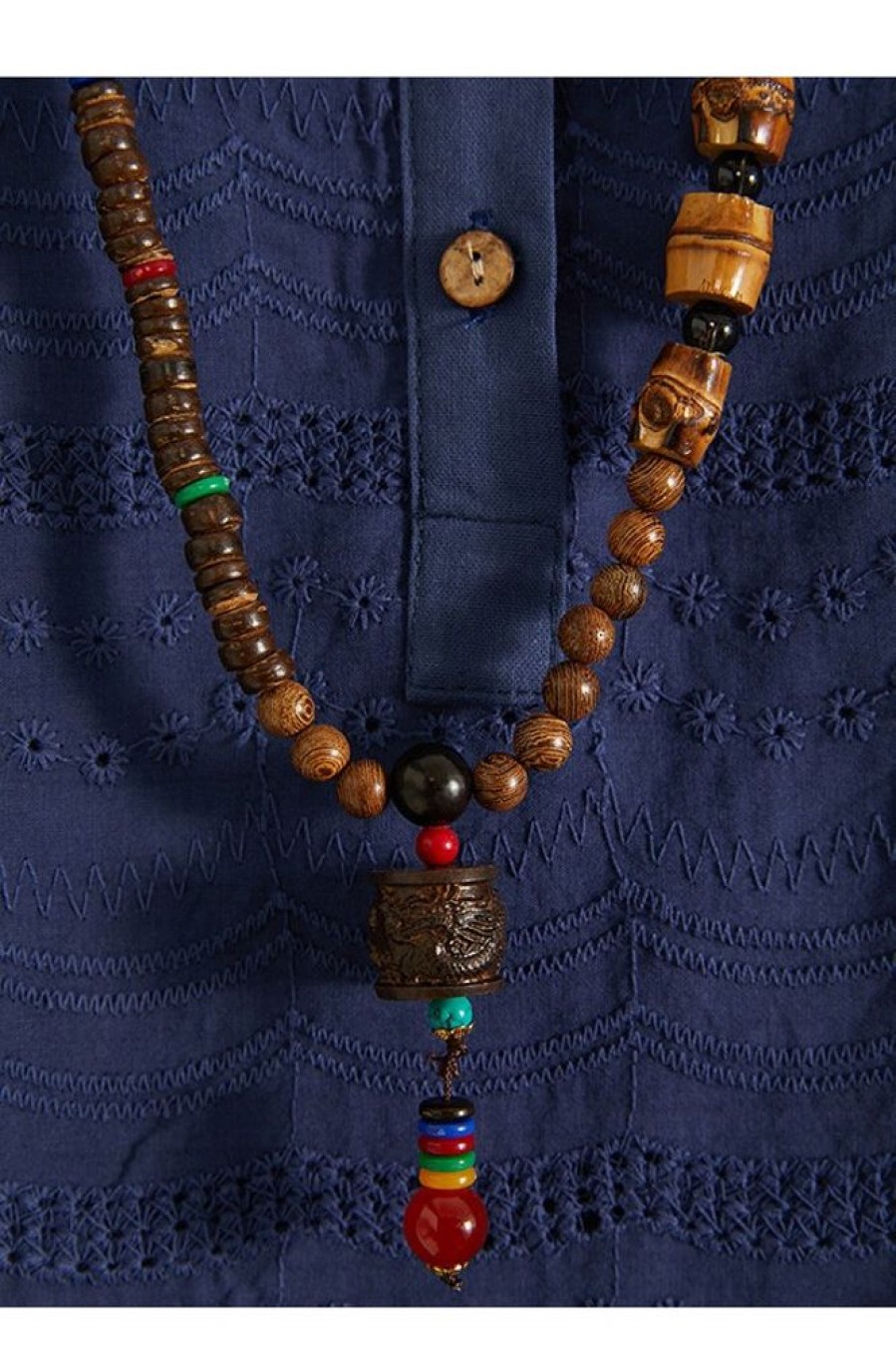 Clothing Azzlee | Vintage Handmade Wood Buddha Beads Long Necklace 3