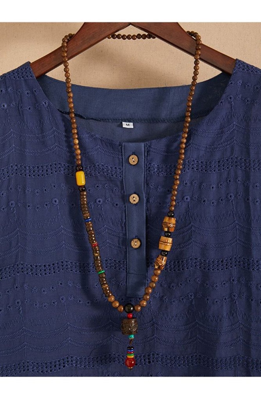 Clothing Azzlee | Vintage Handmade Wood Buddha Beads Long Necklace 3