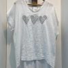 Clothing Azzlee Blouse & Shirts | Plus Size Love Pattern Print Solid T-Shirt White