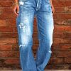 Clothing Azzlee Jeans & Denim | Loose Plain Casual Denim Jeans Blue