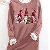 Clothing Azzlee Sweatshirt & Hoodies | Christmas Pullover Plush Casual Round Neck Long Sleeve Sweatshirt Pink