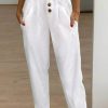 Clothing Azzlee Pants | Casual Solid Lace Cropped Pants White