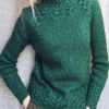 Clothing Azzlee Sweater & Cardigans | Turtleneck Cotton-Blend Vintage Shirt & Top Deep Green