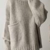 Clothing Azzlee Sweater & Cardigans | Oversized Pocket Front Sweater Ivory