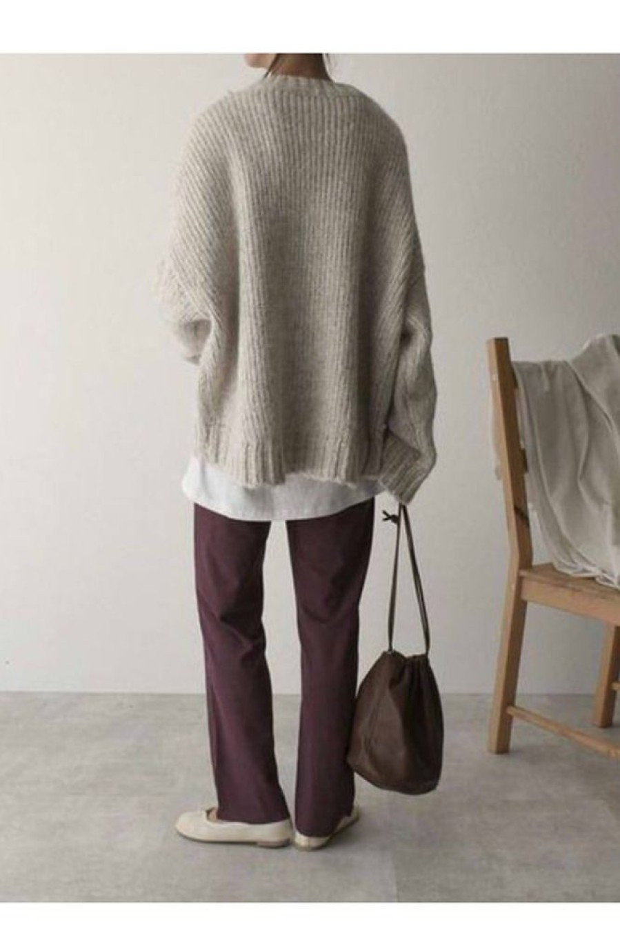 Clothing Azzlee Sweater & Cardigans | Oversized Pocket Front Sweater Ivory