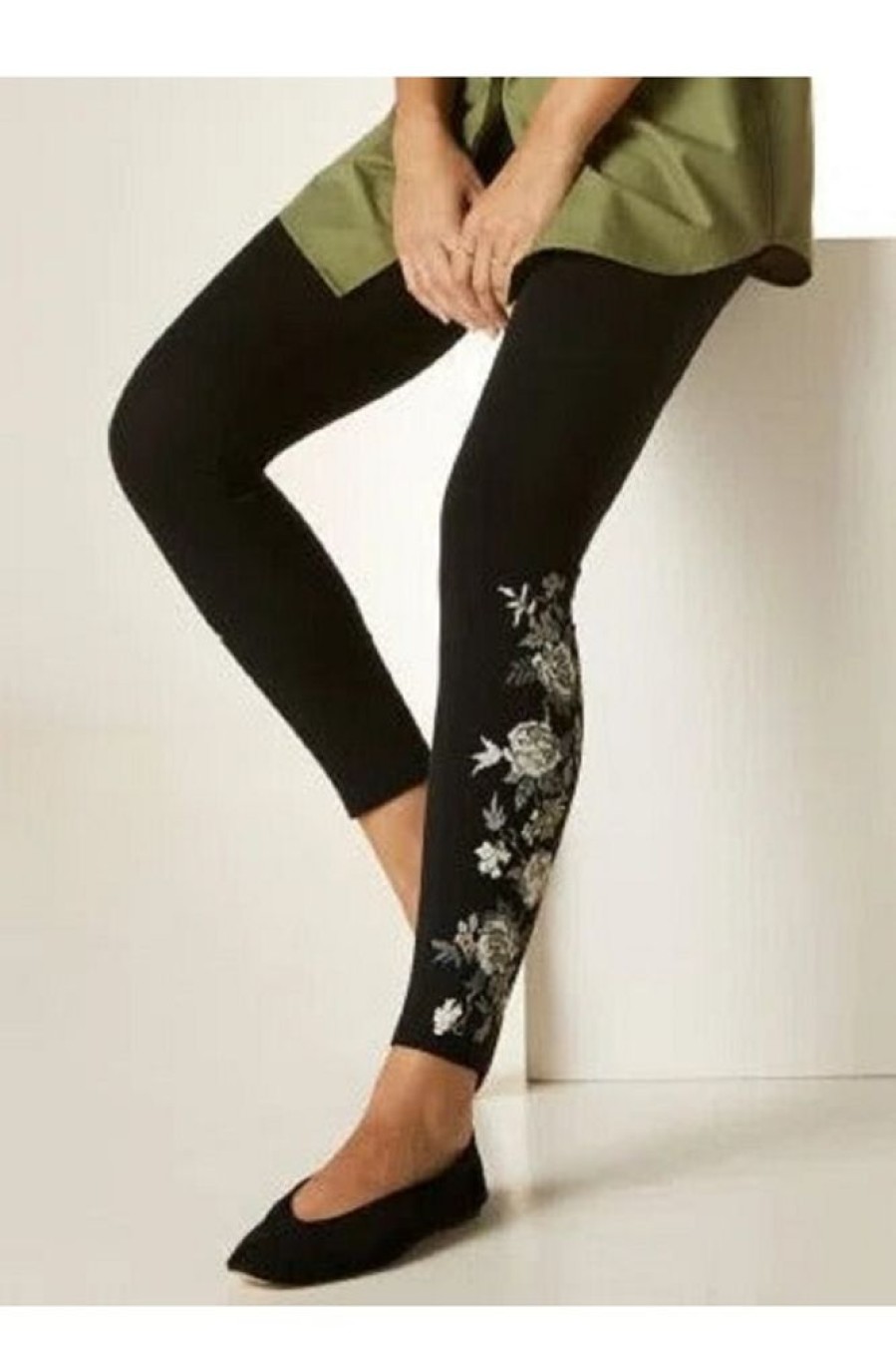 Clothing Azzlee Leggings | Casual Floral Printed Leggings Black