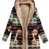 Clothing Azzlee Coats | Casual Aztec Tribe Print Fleece Button Coat Multi