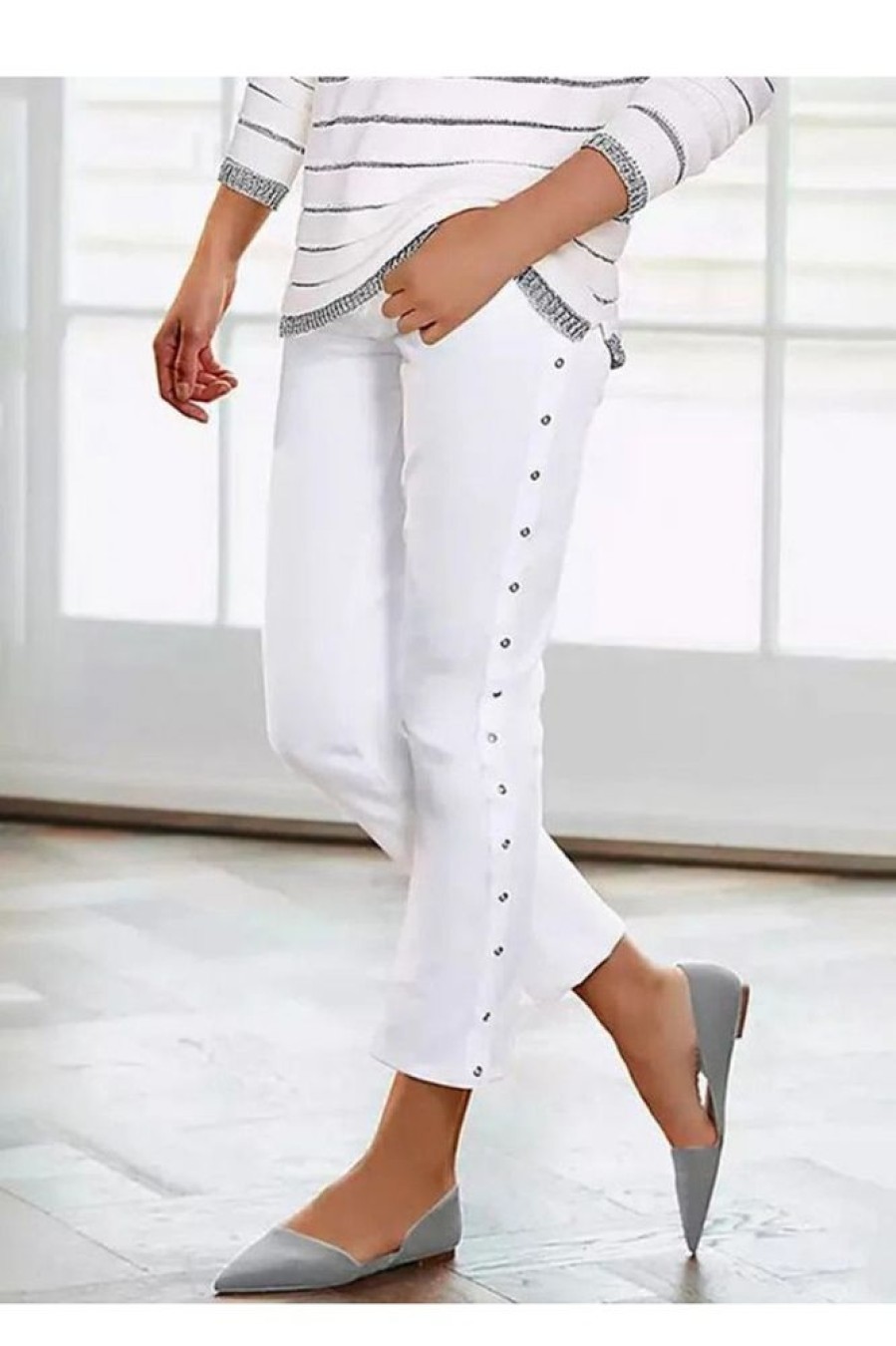 Clothing Azzlee Pants | Casual Plain Summer Daily Pants White