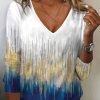 Clothing Azzlee Sweatshirt & Hoodies | Casual V Neck Printed Long Sleeve Blouse Multicolor