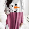 Clothing Azzlee Sweatshirt & Hoodies | Casual Graphic Tops Round Neck Long Sleeve Snowman Face Printed Sweatshirt