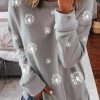 Clothing Azzlee Sweatshirt & Hoodies | Casual Long Sleeve Round Neck Snowflakes Printed Sweatshirts