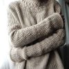 Clothing Azzlee Sweater & Cardigans | Casual High Neck Solid Long Sleeve Sweater Khaki