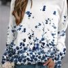 Clothing Azzlee Sweatshirt & Hoodies | Casual Graphic Tops Round Neck Long Sleeve Floral Abstract Printed Sweatshirts White