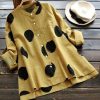 Clothing Azzlee Sweatshirt & Hoodies | Soft Stand Collar Polka Dot Buttons Casual Basic Long Sleeve Blouse