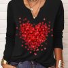 Clothing Azzlee Sweatshirt & Hoodies | Casual V Neck Printed Long Sleeve Tops Black