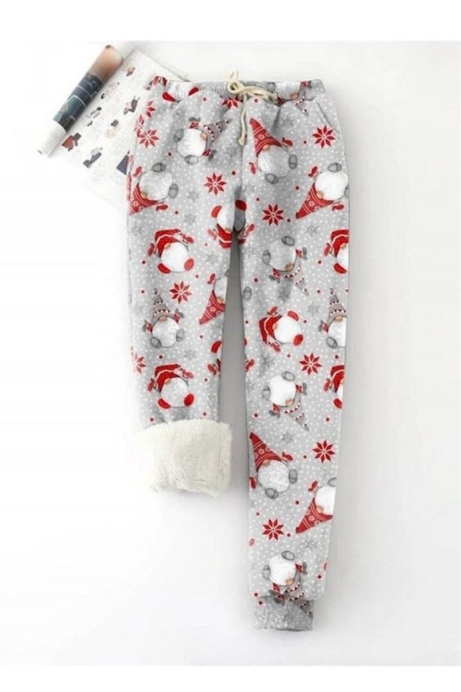 Clothing Azzlee Pants | Casual Santa Claus Printed Warm Pants Gray