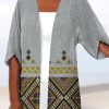 Clothing Azzlee Sweatshirt & Hoodies | Casual Summer Printed Half Sleeve Cardigan Light Gray