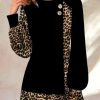 Clothing Azzlee Sweatshirt & Hoodies | Casual Leopard Print Stitching Long-Sleeved Sweatshirt Black