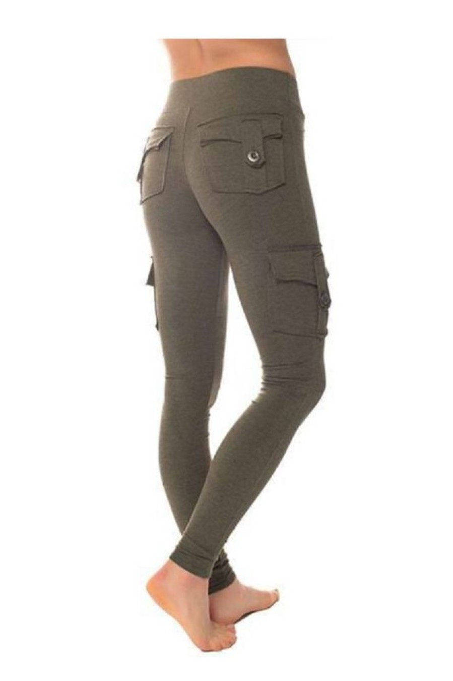 Clothing Azzlee Pants | Solid With Pockets Casual Yoga Pants Army Green