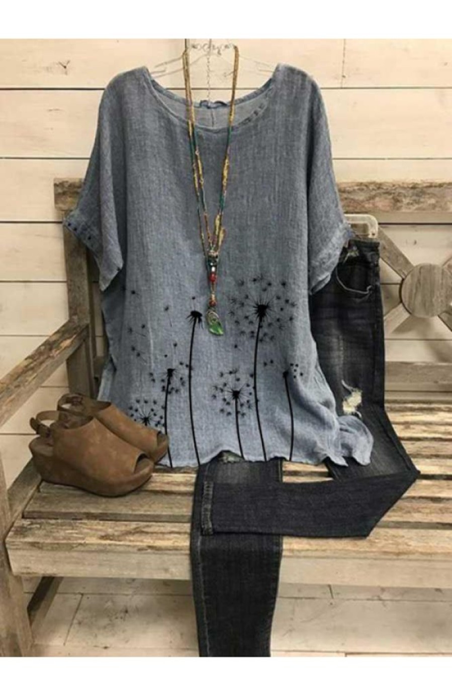 Clothing Azzlee T-Shirts | Casual Round Neck Half Sleeve Blouse Gray