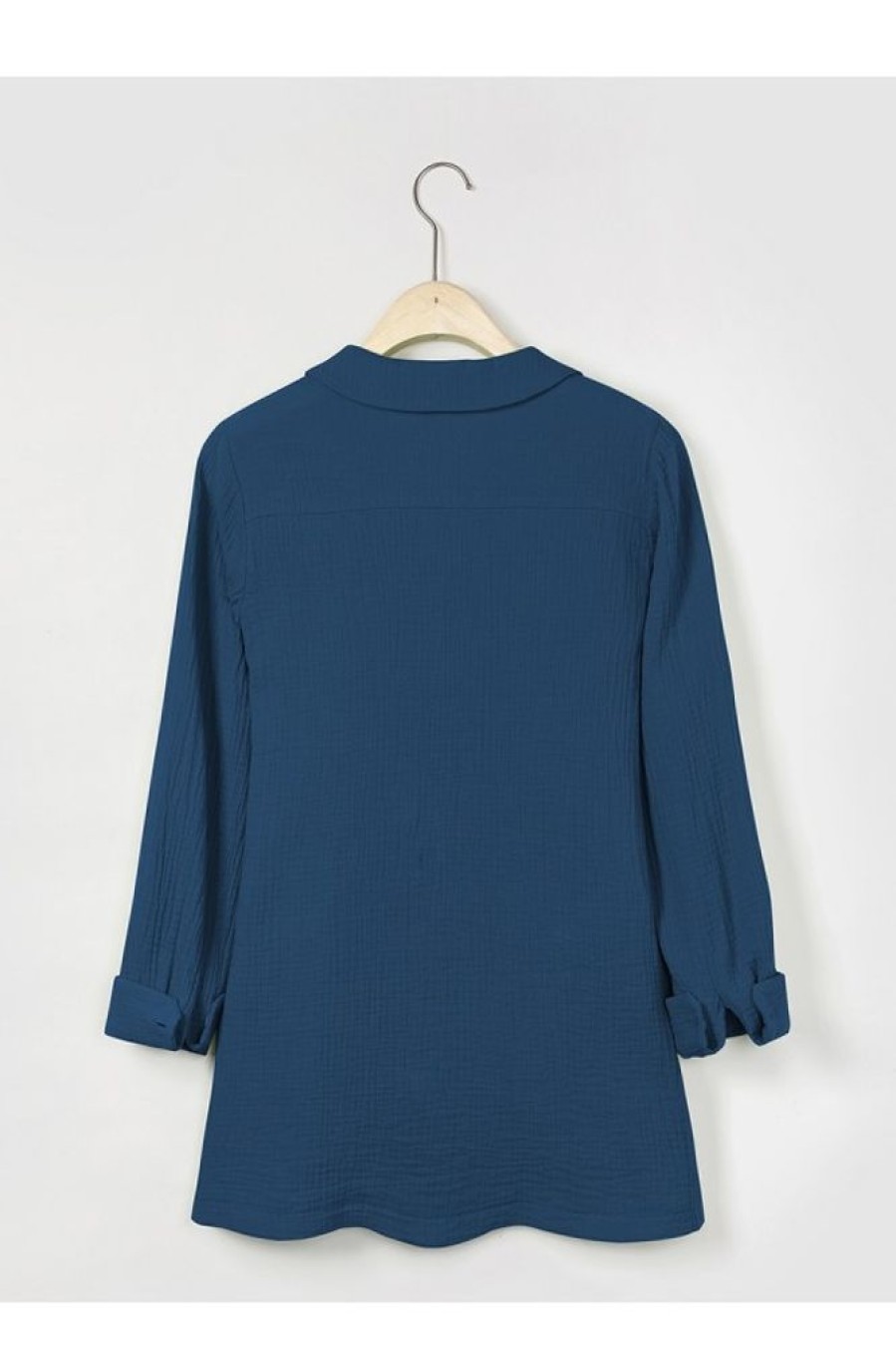 Clothing Azzlee Blouse & Shirts | Solid Casual V-Neck Long Sleeve Shirt