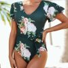 Clothing Azzlee One Piece | Carolina Cape One Piece Swimsuit Green