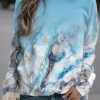 Clothing Azzlee Sweatshirt & Hoodies | Casual Round Neck Ombre Long Sleeve Sweatshirts Blue