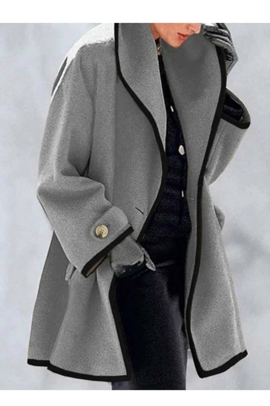 Clothing Azzlee Coats | Long Sleeve Shawl Collar Cardigan Coat Gray