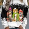 Clothing Azzlee Sweatshirt & Hoodies | Christmas Cat Sweatshirt Pullover Sweatshirt Dark Grey