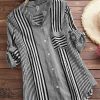 Clothing Azzlee Blouse & Shirts | Casual Tops 3/4 Sleeve Stripe Printed Colla Shirts