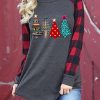 Clothing Azzlee Sweatshirt & Hoodies | Casual Graphic Tops Round Neck Long Sleeve Xmas Tree Printed Sweatshirts Black Gray