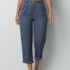 Clothing Azzlee Pants | Solid Casual Pockets Buttons Pants Blue