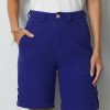 Clothing Azzlee Shorts | Solid Pockets Buttons Shorts Navy Blue