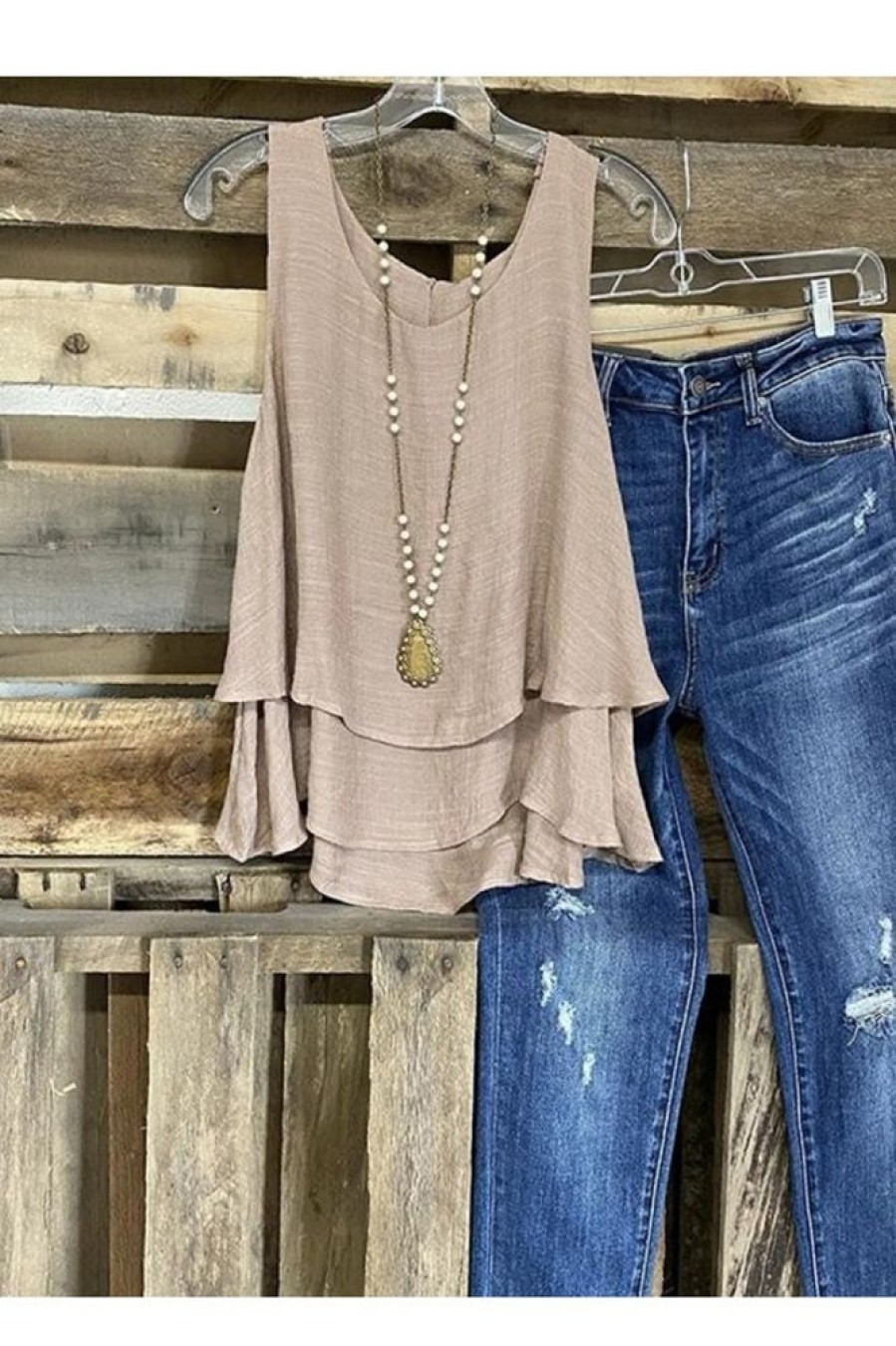 Clothing Azzlee Tanks | Casual Cascading Ruffled Tank