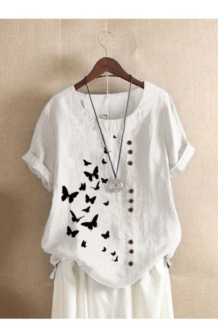 Clothing Azzlee T-Shirts | Cute O-Neck Casual Short Sleeve Butterfly Printed T-Shirt