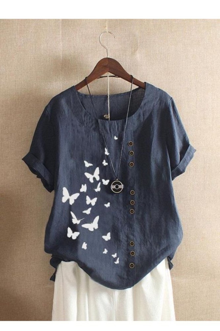 Clothing Azzlee T-Shirts | Cute O-Neck Casual Short Sleeve Butterfly Printed T-Shirt